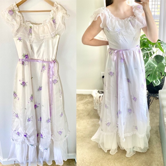 Vintage Dresses Rare 7s Vintage Prom Dress Jcpenny Floral Long
